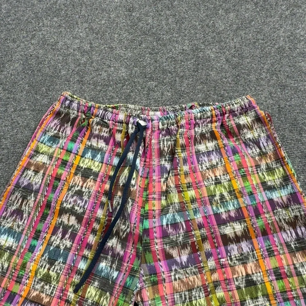 Recycled Traditions Pants Women S Multi Cotton Ikat Ruffle Hem Boho Ethnic Style